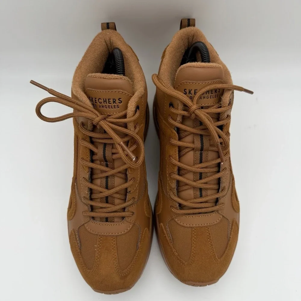 Women's Skechers Uno Hi-Rocliff Road Caramel Brown Memory Foam Sneakers Size 10